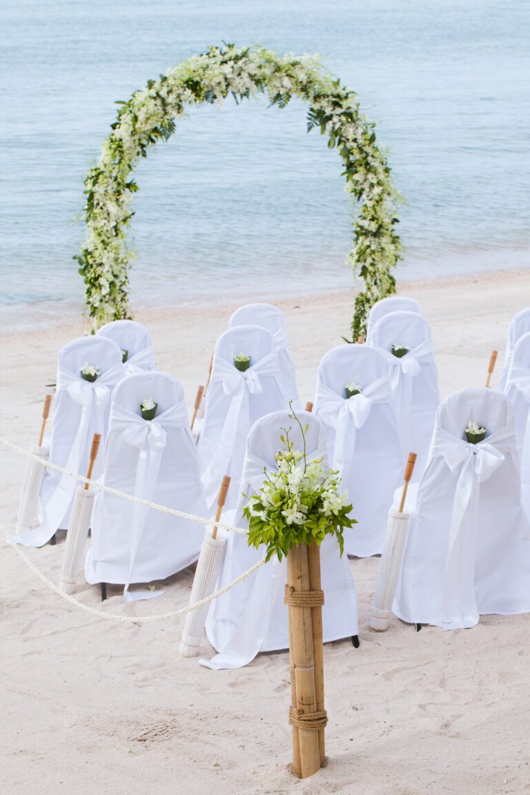 Outdoor beach wedding setup